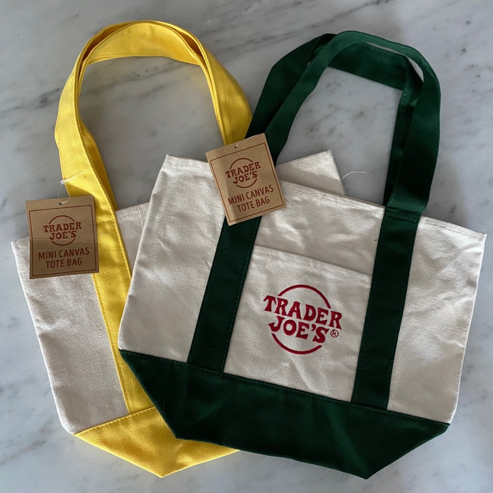 NWT Trader Joe's Mini Tote - Pair - "Yellow" & "Green"